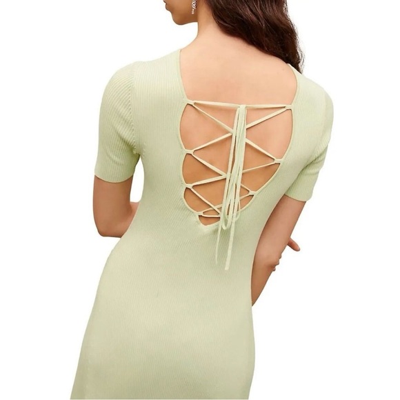 Maje Rib-Knitted Scoopback Midi Dress green - Picture 2 of 3